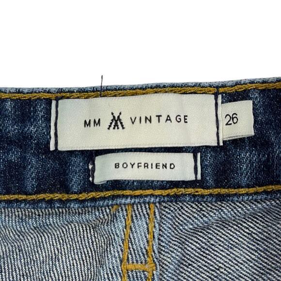 MM Vintage Distressed Embroidered Boyfriend Jeans 26 Splatter Paint Boho Grunge - Picture 5 of 6